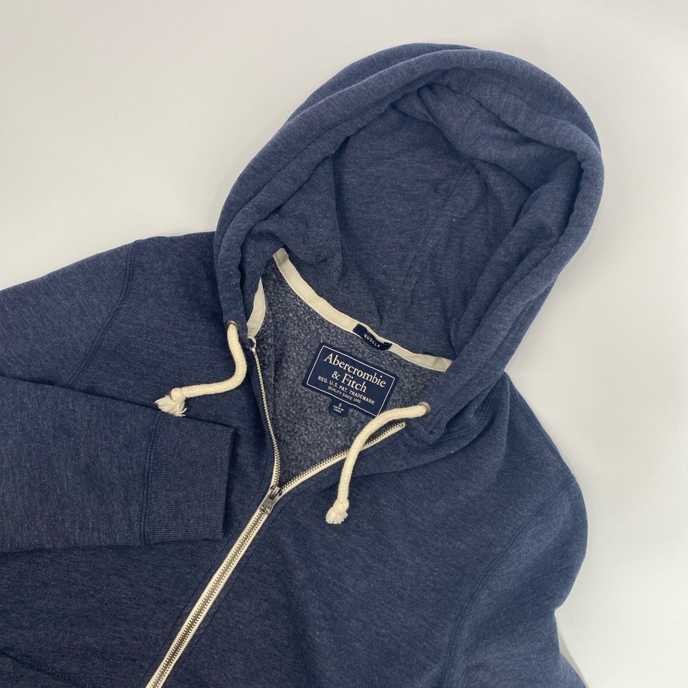 Abercrombie Fitch Full Zip Hoodie Mens Small Blue Muscle Fit Sweatshirt Sporty